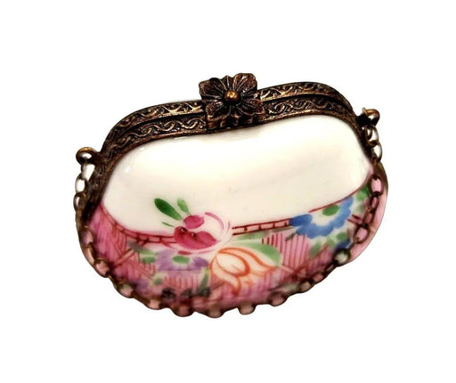 Hand Painted Pink Purse Limoges Box for Fashion Lovers Porcelain Limoges purse trinket box limoges French Trinket Box