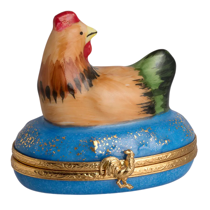 Hen Figurine for Bird Lovers Porcelain Limoges Farm Birds French Trinket Box