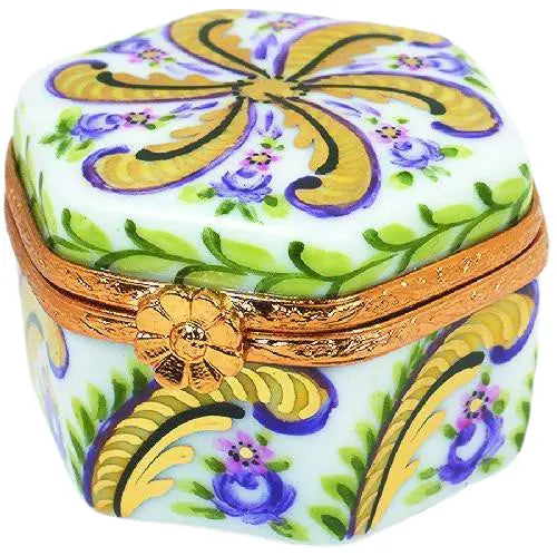Hexagon Fontainebleau Limoges Box for Collectors Porcelain Limoges shaped French Trinket Box