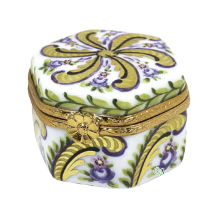 Hexagon Fontainebleau Limoges Box for Collectors Porcelain Limoges shaped French Trinket Box