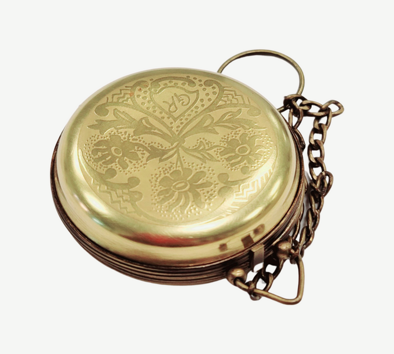 High End Gold Pocket Watch-Limoges Boxes clock house home professional-CH1R186