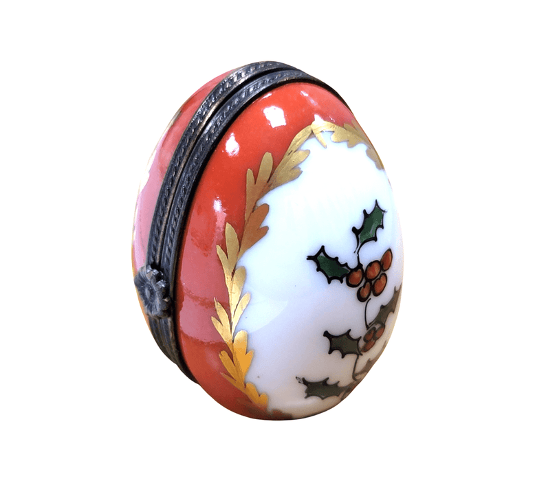 Holly Egg Frame Delight for Home Decor Porcelain Limoges Egg xmas French Trinket Box