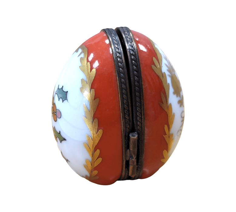 Holly Egg Frame Delight for Home Decor Porcelain Limoges Egg xmas French Trinket Box