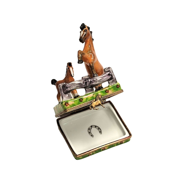 Horses in Meadow Limoges Box for Equestrian Enthusiasts Porcelain Limoges horse French Trinket Box
