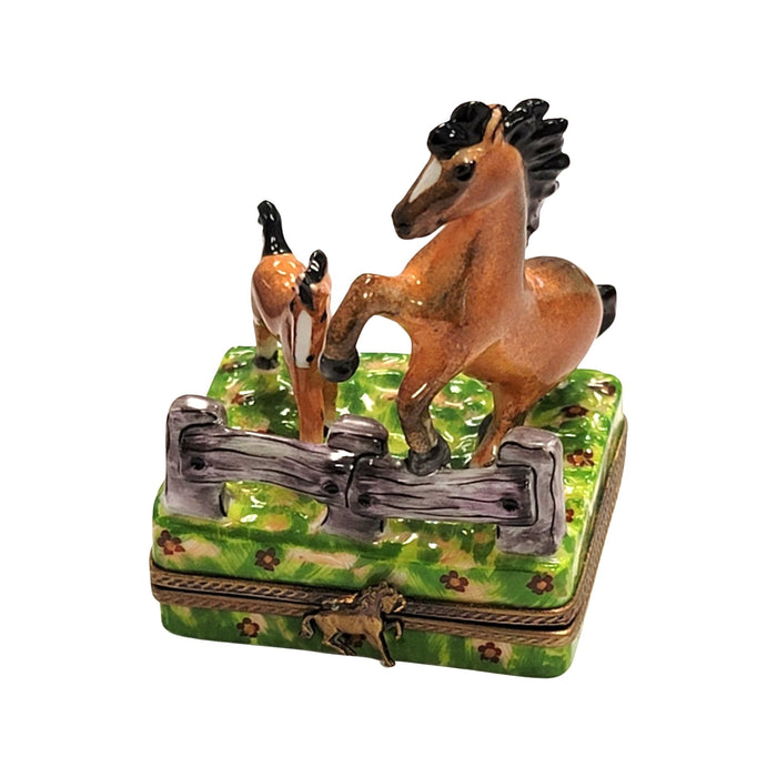 Horses in Meadow Limoges Box Porcelain Figurine-farm LIMOGES BOXES-CH9J156