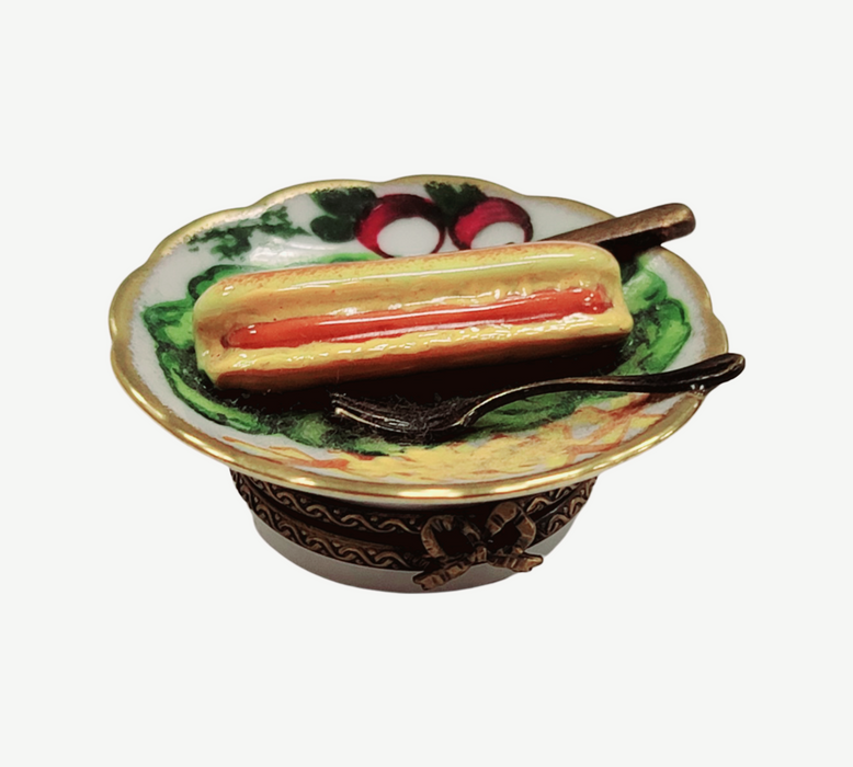 Hot Dog Delight for Food Lovers Porcelain Limoges Food French Trinket Box