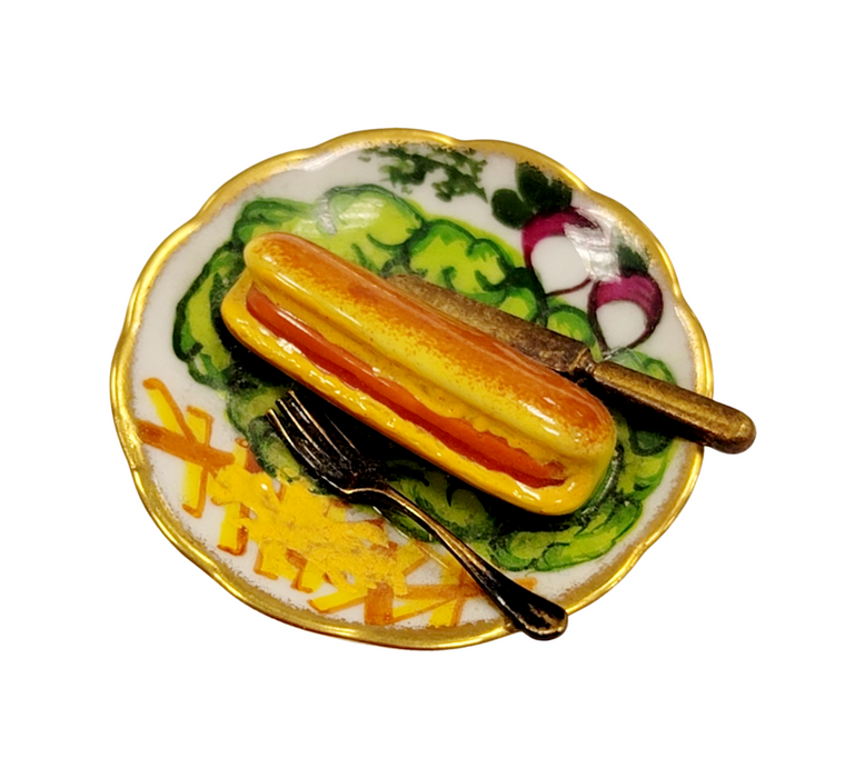 Hot Dog Delight for Food Lovers Porcelain Limoges Food French Trinket Box