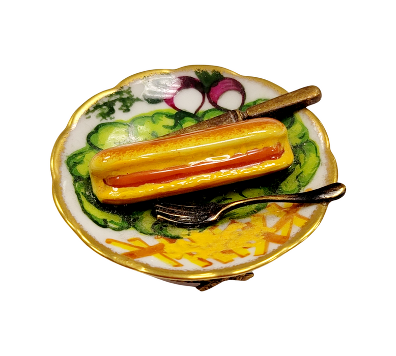 Hot Dog Delight for Food Lovers Porcelain Limoges Food French Trinket Box