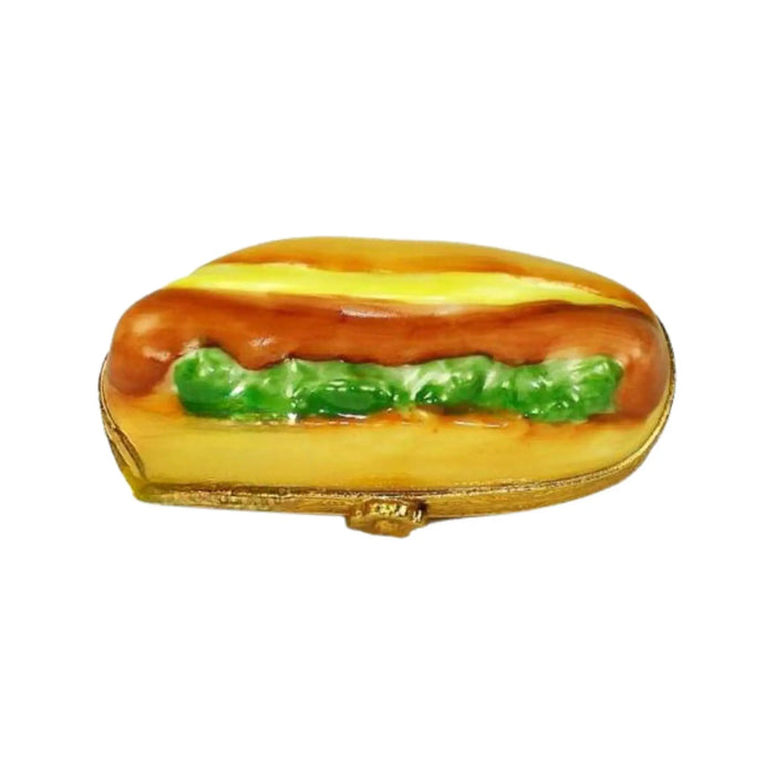 Hot Dog Limoges Box for Dog Lovers Porcelain Limoges Food French Trinket Box