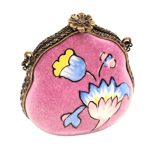 Hot Pink Deco Flower Box for Collectors Porcelain Limoges purse trinket box limoges French Trinket Box