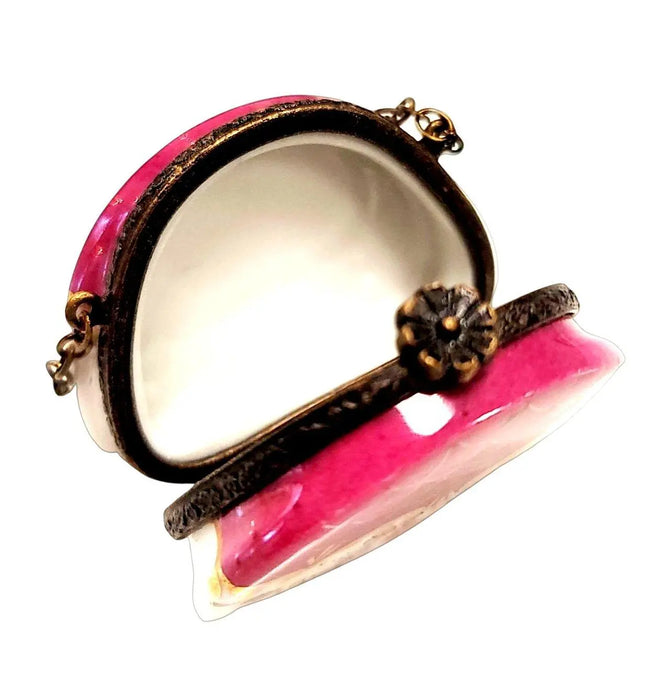 Hot Pink Floral Limoges Box for Collectors Porcelain Limoges purse trinket box limoges French Trinket Box