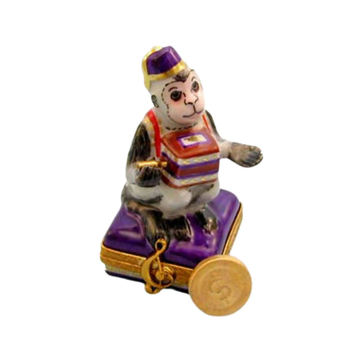Hurdy-Gurdy Monkey for Unique Home Decor Porcelain Limoges travel monkey wild animals French Trinket Box