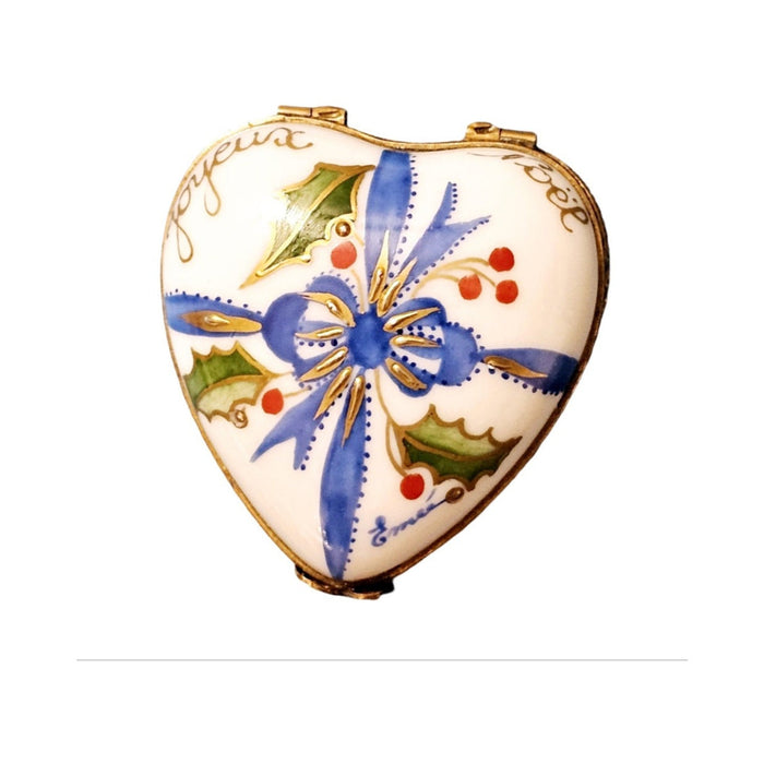 Hand-painted Christmas Heart Joyeux Noel Limoges box, French artistry for lovers of fine art