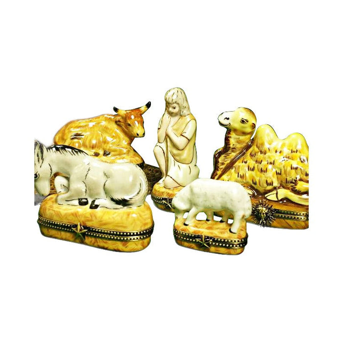 Hand-painted Satin Nativity Set, 12 Pieces Limoges box, French artistry for lovers of fine art