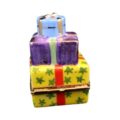 Fine French craftsmanship on the Christmas Presents Limoges box, painted by hand