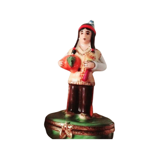Indian Man Limoges Box for Collectors Porcelain Limoges Thanksgiving French Trinket Box