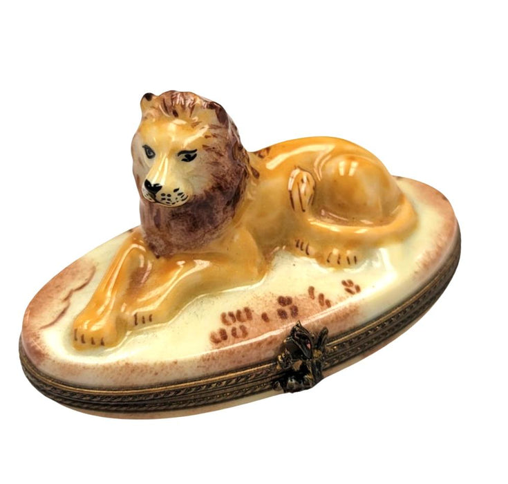 Jungle Lion Limoges Box Porcelain Figurine-Limoges Boxes wild animals cat-CH6D158