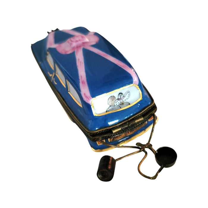 Just Married Limousine Keepsake Porcelain Limoges wedding vehicle French Trinket Box