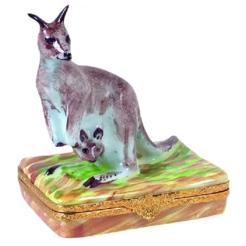 Kangaroo Limoges Box for Collectors Porcelain Limoges Wild Animals French Trinket Box