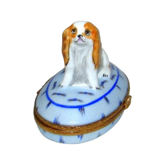 King Charles Spaniel Box for Dog Lovers Porcelain Limoges Dog France French Trinket Box