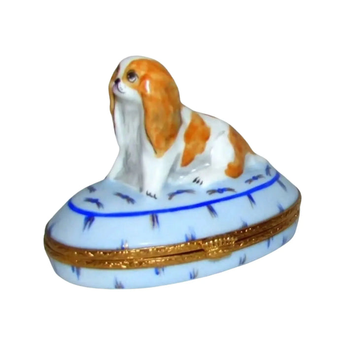 King Charles Spaniel Box for Dog Lovers Porcelain Limoges Dog France French Trinket Box