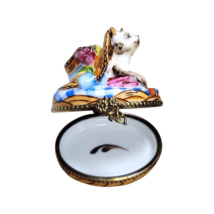 Kitty Cat Bonnet Trinket Box for Cat Lovers Porcelain Limoges cat cats limoge box French Trinket Box