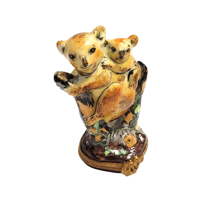 Koala Bear Family Keepsake for Animal Lovers Porcelain Limoges bear wild animal French Trinket Box