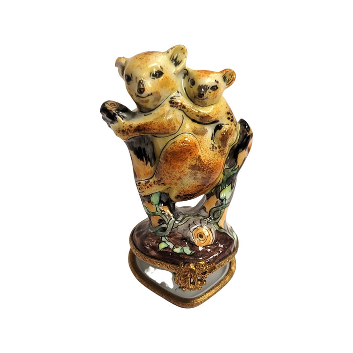 Koala Bear Family Keepsake for Animal Lovers Porcelain Limoges bear wild animal French Trinket Box