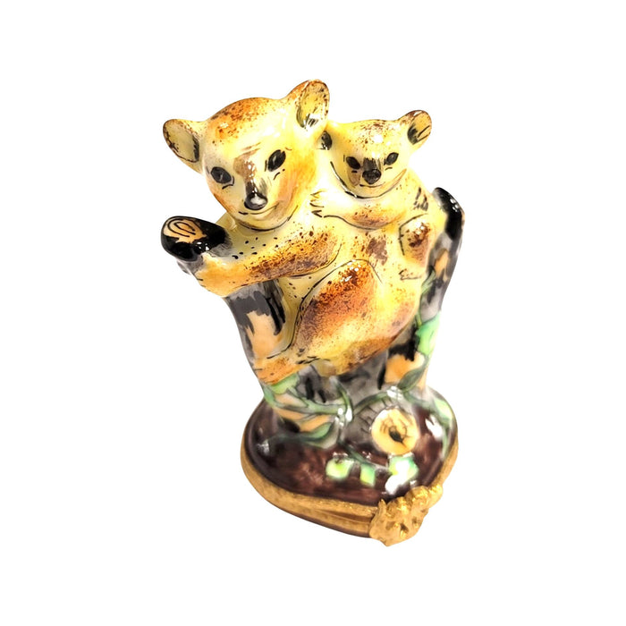 Koala Bear Family Keepsake for Animal Lovers Porcelain Limoges bear wild animal French Trinket Box