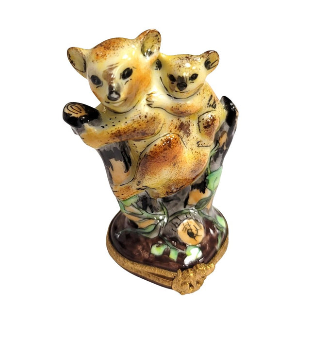 Koala Bear Family Keepsake for Animal Lovers Porcelain Limoges bear wild animal French Trinket Box