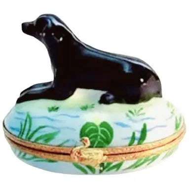 Black Labrador Limoges Box for Dog Lovers Porcelain Limoges Dog Dogs French Trinket Box