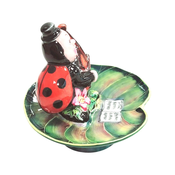 Ladybug Musician Limoges Box for Collectors Porcelain Limoges frog bugs critters French Trinket Box