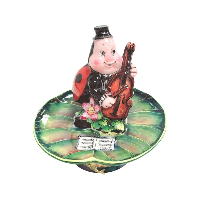 Ladybug Musician Limoges Box for Collectors Porcelain Limoges frog bugs critters French Trinket Box
