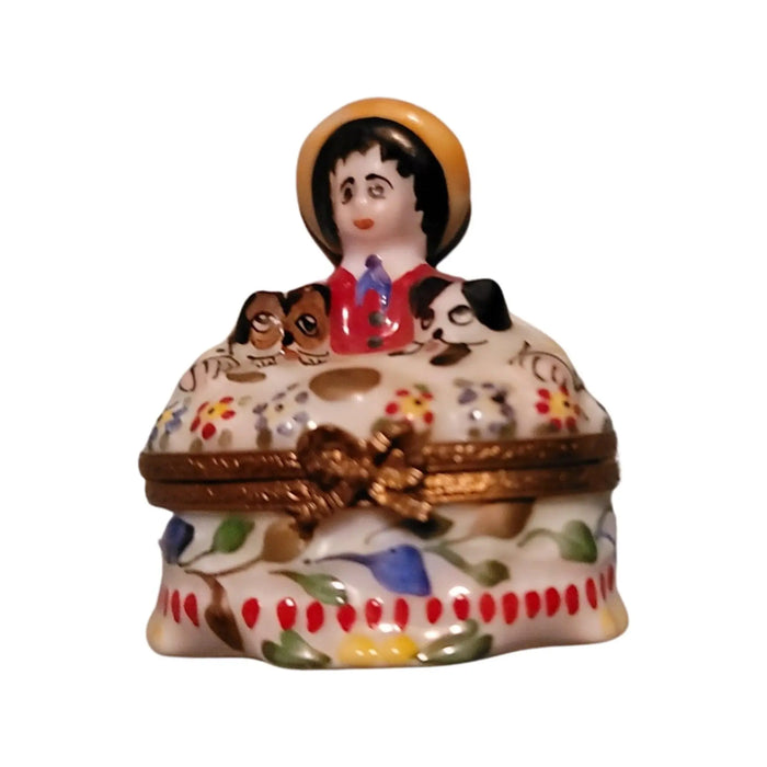 Child and Puppies Limoges Box Porcelain Limoges Kids Carnival France French Trinket Box
