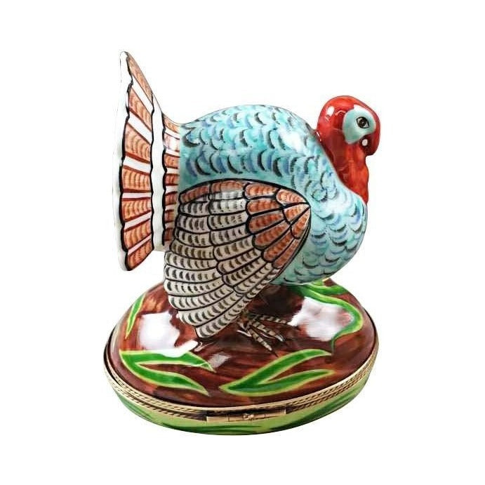 Every brushstroke by hand on the Large Turkey with Removable Ear of Corn Limoges box from France
