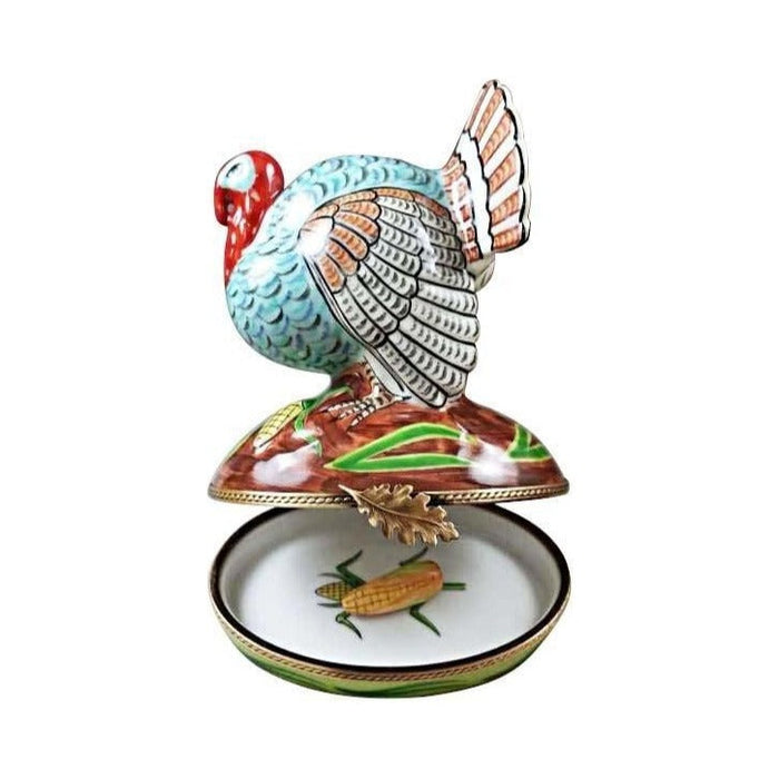 Large Turkey with Removable Ear of Corn Limoges box painted by hand in Limoges, France, a gift to treasure