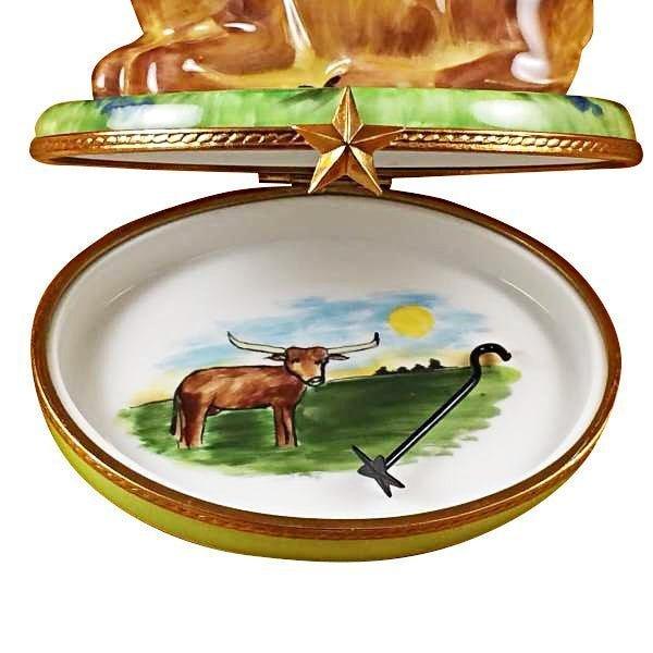 Lazy Longhorn Bull Limoges Box for Collectors Porcelain Limoges farm animals French Trinket Box