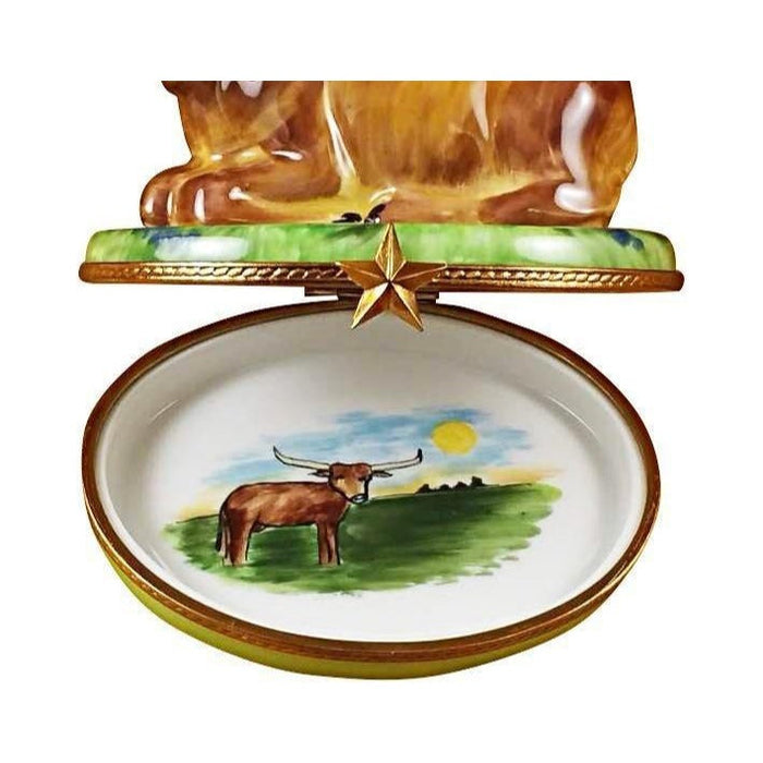 Gift idea for someone who loves France: Lazy Longhorn Bull with Star Branding Iron Limoges box