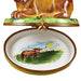Lazy Longhorn Bull Limoges Box for Collectors Porcelain Limoges farm animals French Trinket Box