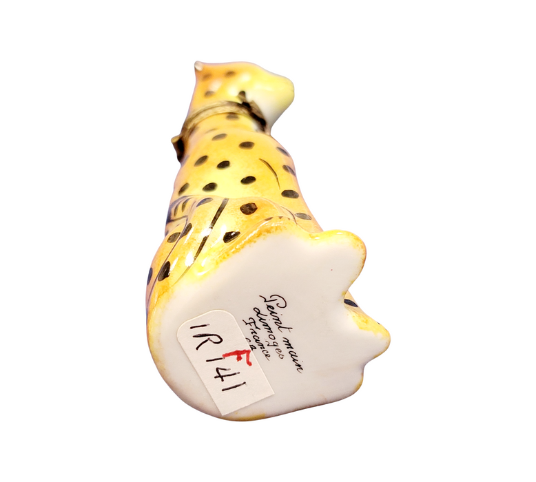 Leopard Limoges Box Figurine for Wildlife Enthusiasts Porcelain Limoges wild animals French Trinket Box