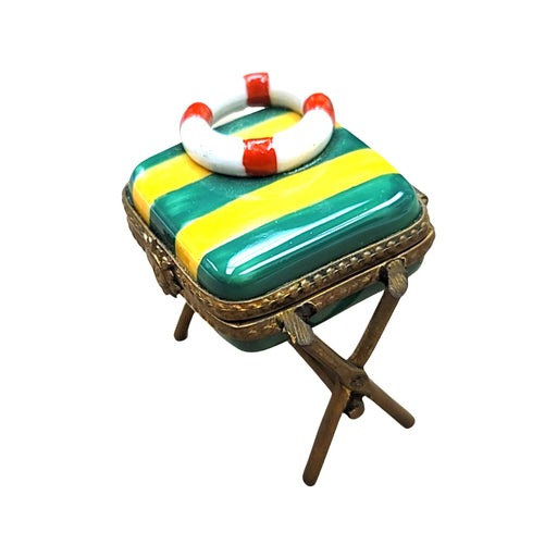 Life Saver Stool Figurine for Collectors Porcelain Limoges beach ocean French Trinket Box