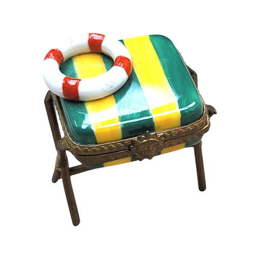 Life Saver Stool Figurine for Collectors Porcelain Limoges beach ocean French Trinket Box