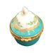 Light Blue Floral Crown Box for Elegant Gifting Porcelain Limoges shaped French Trinket Box