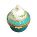 Light Blue Floral Crown Box for Elegant Gifting Porcelain Limoges shaped French Trinket Box