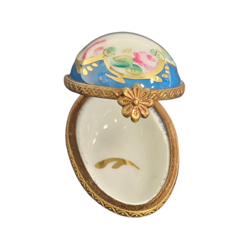 Light Blue Floral Limoges Box for Home Elegance Porcelain Limoges egg French Trinket Box