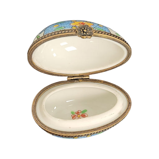 Light Blue Floral Limoges Box for Elegant Decor Porcelain Limoges egg French Trinket Box
