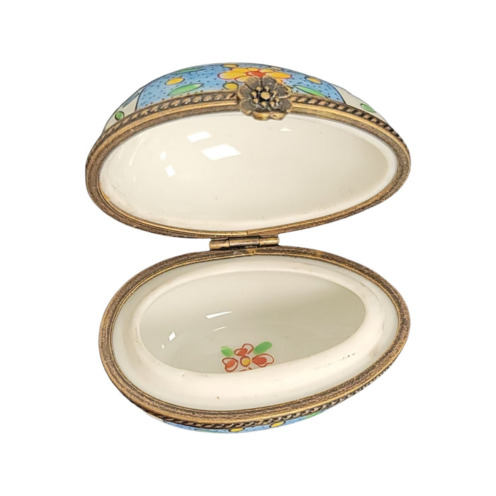 Light Blue Floral Limoges Box for Elegant Decor Porcelain Limoges egg French Trinket Box