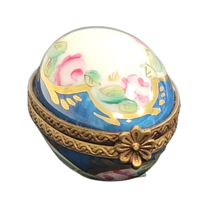 Light Blue Floral Limoges Box for Home Elegance Porcelain Limoges egg French Trinket Box