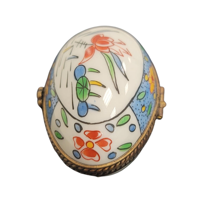 Light Blue Floral Limoges Box for Elegant Decor Porcelain Limoges egg French Trinket Box