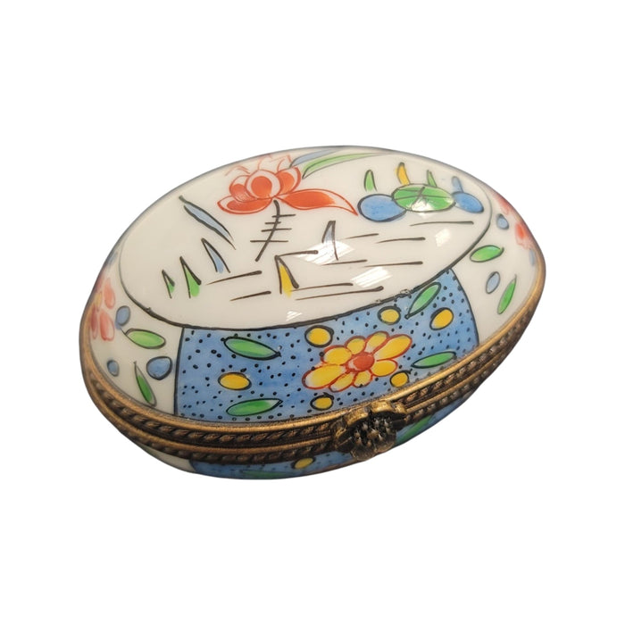 Light Blue Floral Limoges Box for Elegant Decor Porcelain Limoges egg French Trinket Box